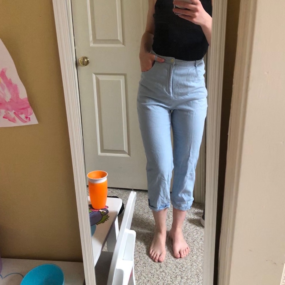 Urban Outfitters high waisted blue linen pants